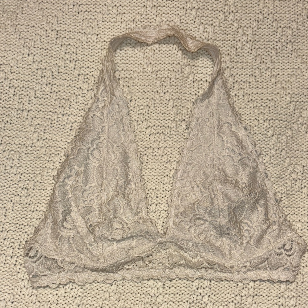 AE Lace Halter Bralette - Cream